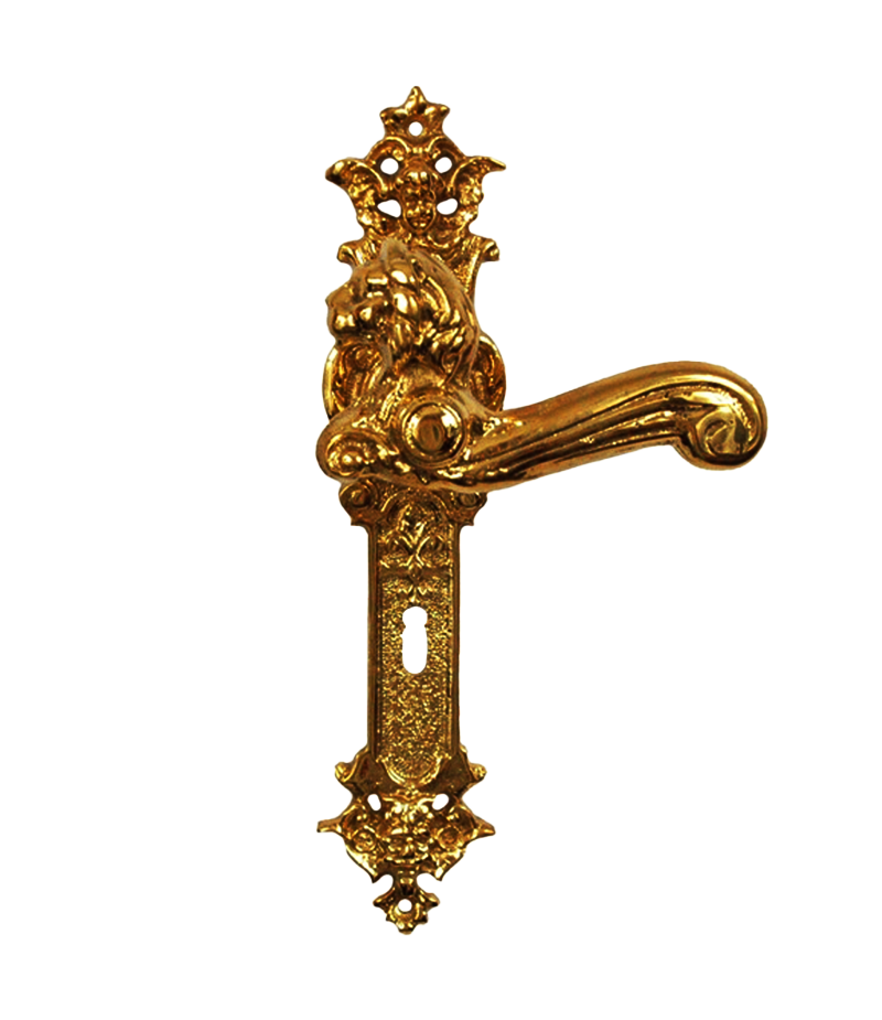 Gründerzeit Türdrücker für historische Zimmertür Messing (K-60) – Bild 4